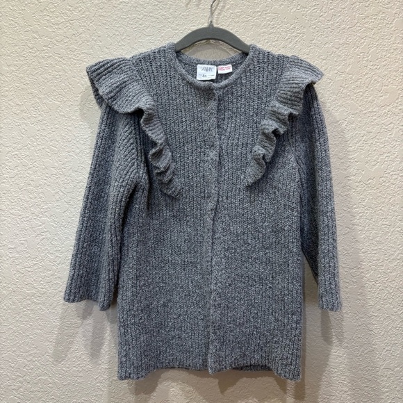 Zara Other - Zara Girls Knit Sweater Grey w/ Ruffle Size 3-4 Years Old Money